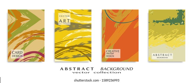 Abstract backgrouns set, grunge texture. Minimalistic art, brush strokes style. Design for card, brochure, banner idea, book cover, booklet print, flyer sheet a4. Collage page, web header template.