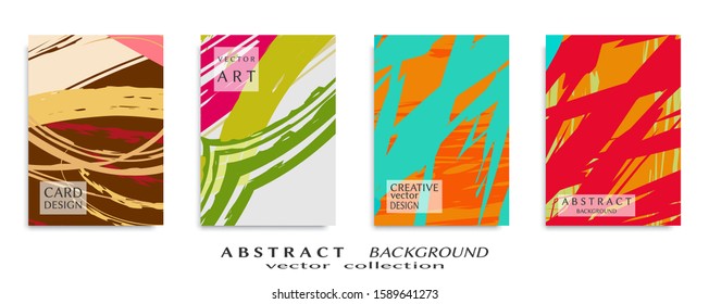 Abstract backgrouns set, grunge texture. Minimalistic art, brush strokes style. Design for card, brochure, banner idea, book cover, booklet print, flyer sheet a4. Collage page, web header template.