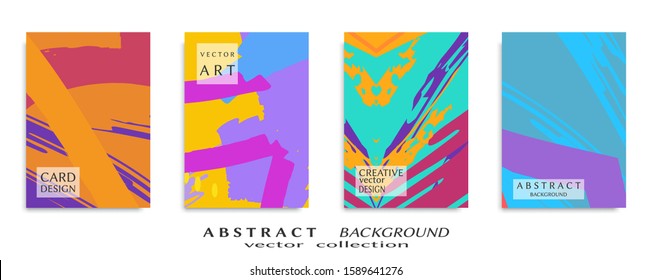 Abstract backgrouns set, grunge texture. Minimalistic art, brush strokes style. Design for card, brochure, banner idea, book cover, booklet print, flyer sheet a4. Collage page, web header template.