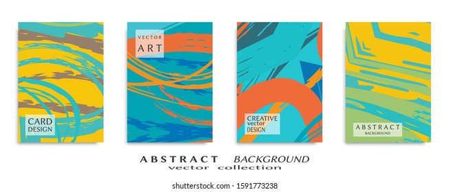 Abstract backgrouns set, grunge texture. Minimalistic art, brush strokes style. Design for card, brochure, banner idea, book cover, booklet print, flyer sheet a4. Collage page, web header template.