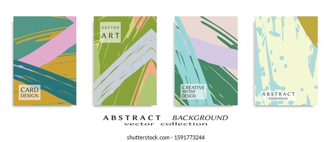 Abstract backgrouns set, grunge texture. Minimalistic art, brush strokes style. Design for card, brochure, banner idea, book cover, booklet print, flyer sheet a4. Collage page, web header template.