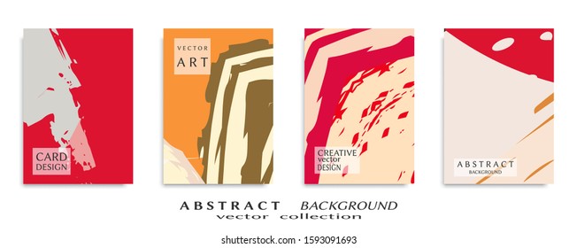 Abstract backgrouns set, grunge texture. Minimalistic art, brush strokes style. Design for card, brochure, banner idea, book cover, booklet print, flyer sheet a4. Collage page, web header template.