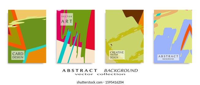 Abstract backgrouns set, grunge texture. Minimalistic art, brush strokes style. Design for card, brochure, banner idea, book cover, booklet print, flyer sheet a4. Collage page, web header template.