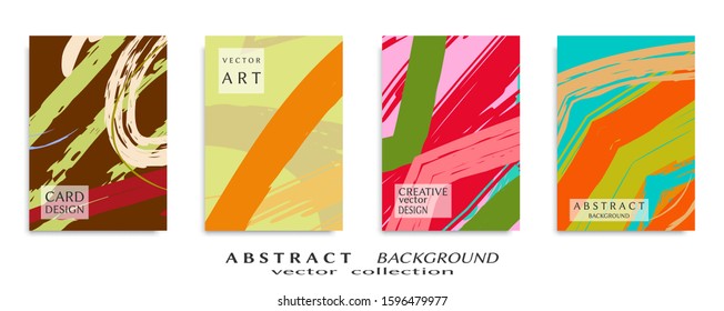 Abstract backgrouns set, grunge texture. Minimalistic art, brush strokes style. Design for card, brochure, banner idea, book cover, booklet print, flyer sheet a4. Collage page, web header template.