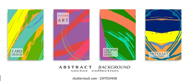 Abstract backgrouns set, grunge texture. Minimalistic art, brush strokes style. Design for card, brochure, banner idea, book cover, booklet print, flyer sheet a4. Collage page, web header template.