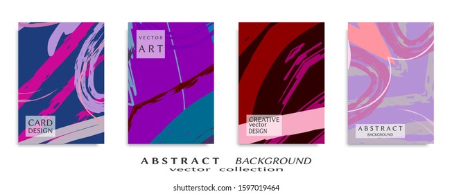 Abstract backgrouns set, grunge texture. Minimalistic art, brush strokes style. Design for card, brochure, banner idea, book cover, booklet print, flyer sheet a4. Collage page, web header template.