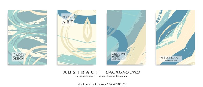 Abstract backgrouns set, grunge texture. Minimalistic art, brush strokes style. Design for card, brochure, banner idea, book cover, booklet print, flyer sheet a4. Collage page, web header template.