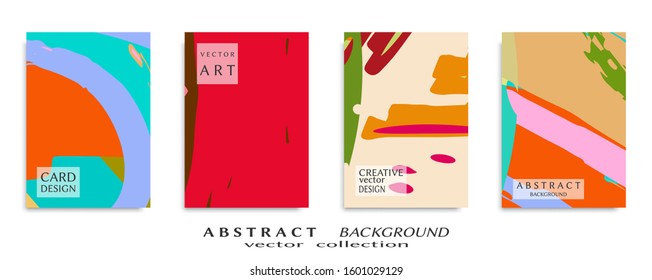 Abstract backgrouns set, grunge texture. Minimalistic art, brush strokes style. Design for card, brochure, banner idea, book cover, booklet print, flyer sheet a4. Collage page, web header template.