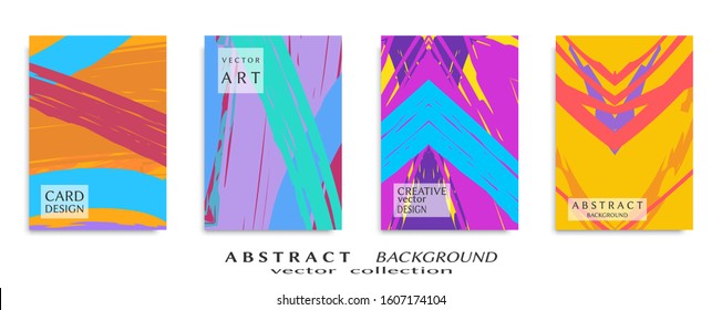 Abstract backgrouns set, grunge texture. Minimalistic art, brush strokes style. Design for card, brochure, banner idea, book cover, booklet print, flyer sheet a4. Collage page, web header template.
