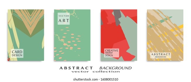 Abstract backgrouns set, grunge texture. Minimalistic art, brush strokes style. Design for card, brochure, banner idea, book cover, booklet print, flyer sheet a4. Collage page, web header template.