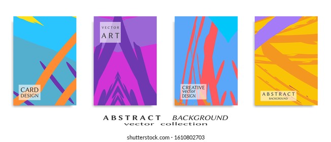 Abstract backgrouns set, grunge texture. Minimalistic art, brush strokes style. Design for card, brochure, banner idea, book cover, booklet print, flyer sheet a4. Collage page, web header template.