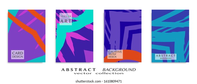 Abstract backgrouns set, grunge texture. Minimalistic art, brush strokes style. Design for card, brochure, banner idea, book cover, booklet print, flyer sheet a4. Collage page, web header template.