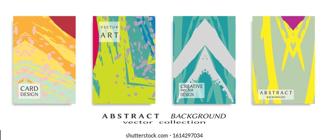 Abstract backgrouns set, grunge texture. Minimalistic art, brush strokes style. Design for card, brochure, banner idea, book cover, booklet print, flyer sheet a4. Collage page, web header template.