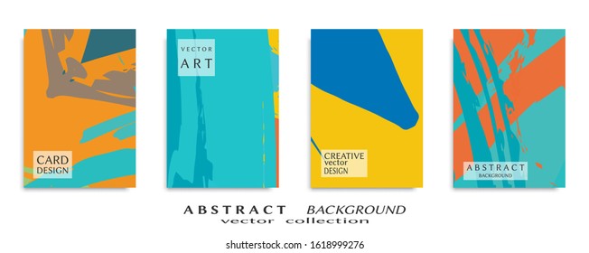 Abstract backgrouns set, grunge texture. Minimalistic art, brush strokes style. Design for card, brochure, banner idea, book cover, booklet print, flyer sheet a4. Collage page, web header template.