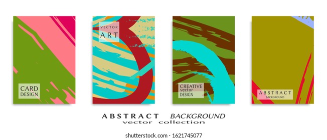 Abstract backgrouns set, grunge texture. Minimalistic art, brush strokes style. Design for card, brochure, banner idea, book cover, booklet print, flyer sheet a4. Collage page, web header template.