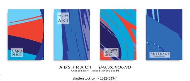 Abstract backgrouns set, grunge texture. Minimalistic art, brush strokes style. Design for card, brochure, banner idea, book cover, booklet print, flyer sheet a4. Collage page, web header template.