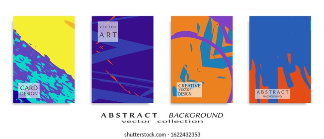 Abstract backgrouns set, grunge texture. Minimalistic art, brush strokes style. Design for card, brochure, banner idea, book cover, booklet print, flyer sheet a4. Collage page, web header template.