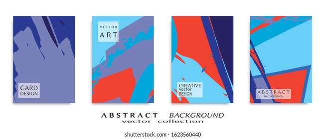 Abstract backgrouns set, grunge texture. Minimalistic art, brush strokes style. Design for card, brochure, banner idea, book cover, booklet print, flyer sheet a4. Collage page, web header template.