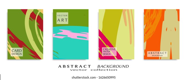 Abstract backgrouns set, grunge texture. Minimalistic art, brush strokes style. Design for card, brochure, banner idea, book cover, booklet print, flyer sheet a4. Collage page, web header template.