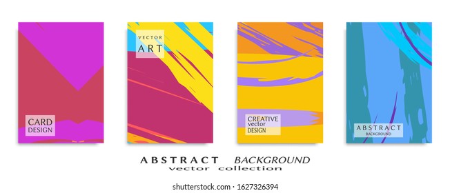Abstract backgrouns set, grunge texture. Minimalistic art, brush strokes style. Design for card, brochure, banner idea, book cover, booklet print, flyer sheet a4. Collage page, web header template.