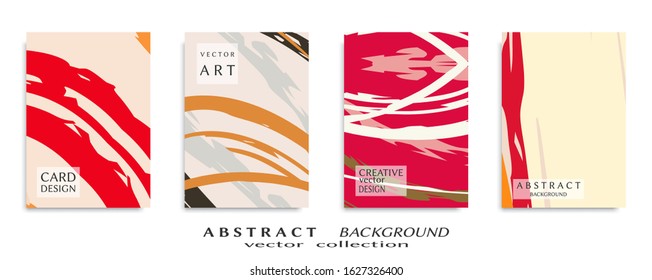 Abstract backgrouns set, grunge texture. Minimalistic art, brush strokes style. Design for card, brochure, banner idea, book cover, booklet print, flyer sheet a4. Collage page, web header template.