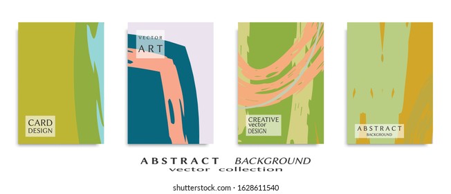 Abstract backgrouns set, grunge texture. Minimalistic art, brush strokes style. Design for card, brochure, banner idea, book cover, booklet print, flyer sheet a4. Collage page, web header template.