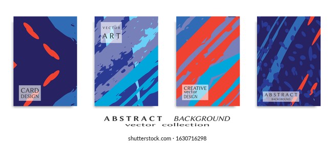 Abstract backgrouns set, grunge texture. Minimalistic art, brush strokes style. Design for card, brochure, banner idea, book cover, booklet print, flyer sheet a4. Collage page, web header template.
