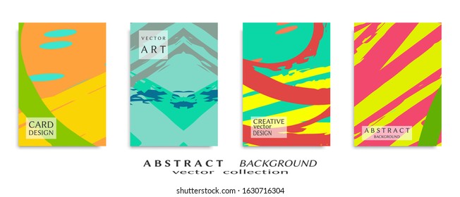 Abstract backgrouns set, grunge texture. Minimalistic art, brush strokes style. Design for card, brochure, banner idea, book cover, booklet print, flyer sheet a4. Collage page, web header template.