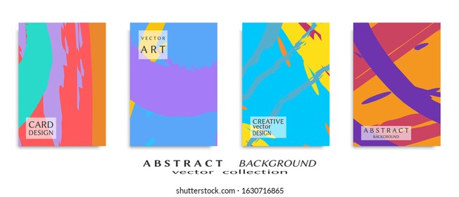 Abstract backgrouns set, grunge texture. Minimalistic art, brush strokes style. Design for card, brochure, banner idea, book cover, booklet print, flyer sheet a4. Collage page, web header template.