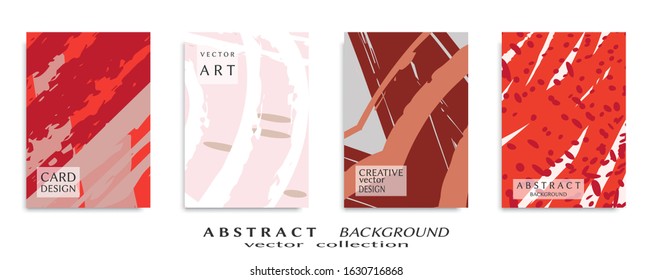 Abstract backgrouns set, grunge texture. Minimalistic art, brush strokes style. Design for card, brochure, banner idea, book cover, booklet print, flyer sheet a4. Collage page, web header template.