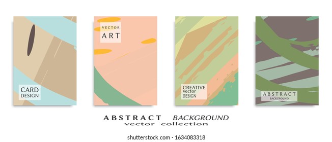 Abstract backgrouns set, grunge texture. Minimalistic art, brush strokes style. Design for card, brochure, banner idea, book cover, booklet print, flyer sheet a4. Collage page, web header template.