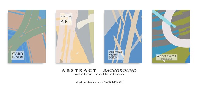 Abstract backgrouns set, grunge texture. Minimalistic art, brush strokes style. Design for card, brochure, banner idea, book cover, booklet print, flyer sheet a4. Collage page, web header template.