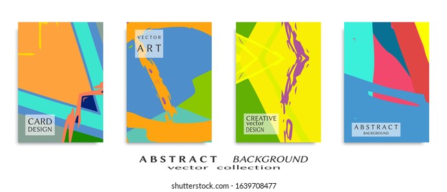 Abstract backgrouns set, grunge texture. Minimalistic art, brush strokes style. Design for card, brochure, banner idea, book cover, booklet print, flyer sheet a4. Collage page, web header template.