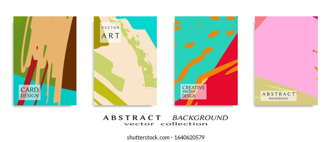 Abstract backgrouns set, grunge texture. Minimalistic art, brush strokes style. Design for card, brochure, banner idea, book cover, booklet print, flyer sheet a4. Collage page, web header template.