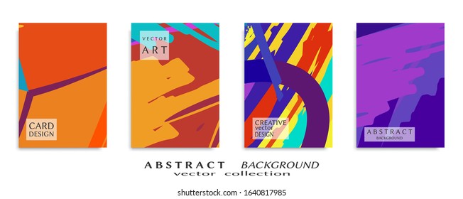 Abstract backgrouns set, grunge texture. Minimalistic art, brush strokes style. Design for card, brochure, banner idea, book cover, booklet print, flyer sheet a4. Collage page, web header template.