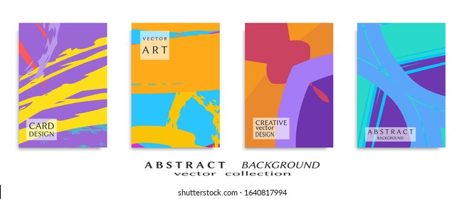 Abstract backgrouns set, grunge texture. Minimalistic art, brush strokes style. Design for card, brochure, banner idea, book cover, booklet print, flyer sheet a4. Collage page, web header template.