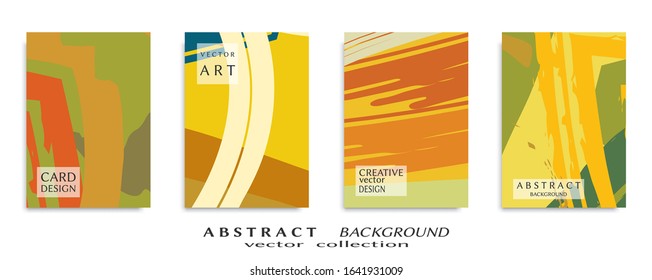 Abstract backgrouns set, grunge texture. Minimalistic art, brush strokes style. Design for card, brochure, banner idea, book cover, booklet print, flyer sheet a4. Collage page, web header template.
