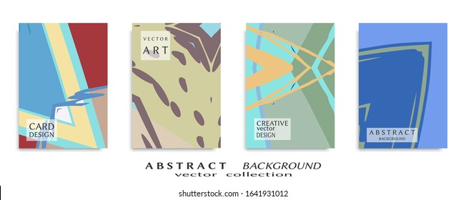 Abstract backgrouns set, grunge texture. Minimalistic art, brush strokes style. Design for card, brochure, banner idea, book cover, booklet print, flyer sheet a4. Collage page, web header template.