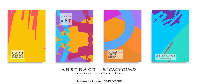 Abstract backgrouns set, grunge texture. Minimalistic art, brush strokes style. Design for card, brochure, banner idea, book cover, booklet print, flyer sheet a4. Collage page, web header template.