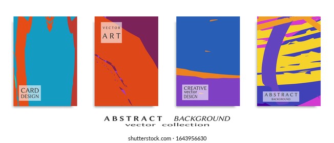 Abstract backgrouns set, grunge texture. Minimalistic art, brush strokes style. Design for card, brochure, banner idea, book cover, booklet print, flyer sheet a4. Collage page, web header template.