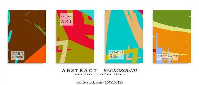 Abstract backgrouns set, grunge texture. Minimalistic art, brush strokes style. Design for card, brochure, banner idea, book cover, booklet print, flyer sheet a4. Collage page, web header template.