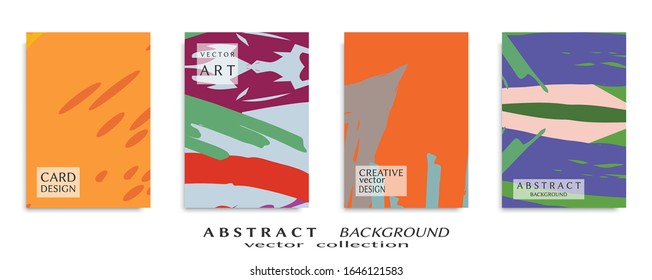 Abstract backgrouns set, grunge texture. Minimalistic art, brush strokes style. Design for card, brochure, banner idea, book cover, booklet print, flyer sheet a4. Collage page, web header template.