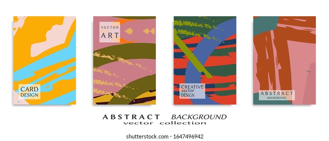 Abstract backgrouns set, grunge texture. Minimalistic art, brush strokes style. Design for card, brochure, banner idea, book cover, booklet print, flyer sheet a4. Collage page, web header template.