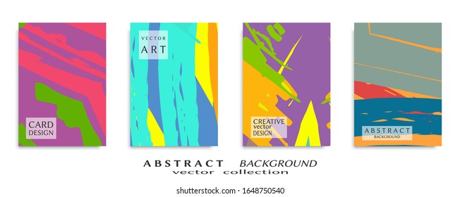 Abstract backgrouns set, grunge texture. Minimalistic art, brush strokes style. Design for card, brochure, banner idea, book cover, booklet print, flyer sheet a4. Collage page, web header template.