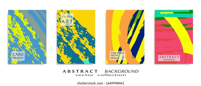 Abstract backgrouns set, grunge texture. Minimalistic art, brush strokes style. Design for card, brochure, banner idea, book cover, booklet print, flyer sheet a4. Collage page, web header template.