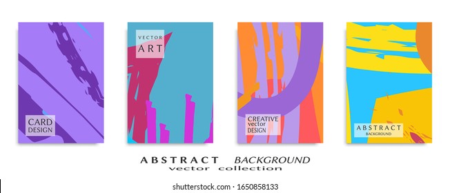 Abstract backgrouns set, grunge texture. Minimalistic art, brush strokes style. Design for card, brochure, banner idea, book cover, booklet print, flyer sheet a4. Collage page, web header template.