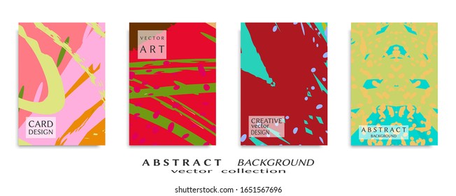 Abstract backgrouns set, grunge texture. Minimalistic art, brush strokes style. Design for card, brochure, banner idea, book cover, booklet print, flyer sheet a4. Collage page, web header template.
