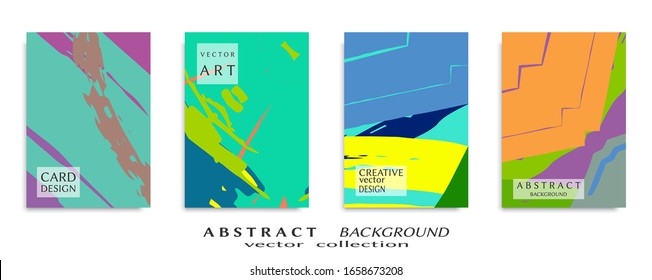 Abstract backgrouns set, grunge texture. Minimalistic art, brush strokes style. Design for card, brochure, banner idea, book cover, booklet print, flyer sheet a4. Collage page, web header template.