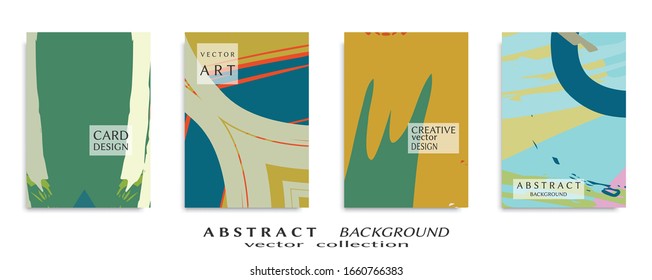 Abstract backgrouns set, grunge texture. Minimalistic art, brush strokes style. Design for card, brochure, banner idea, book cover, booklet print, flyer sheet a4. Collage page, web header template.