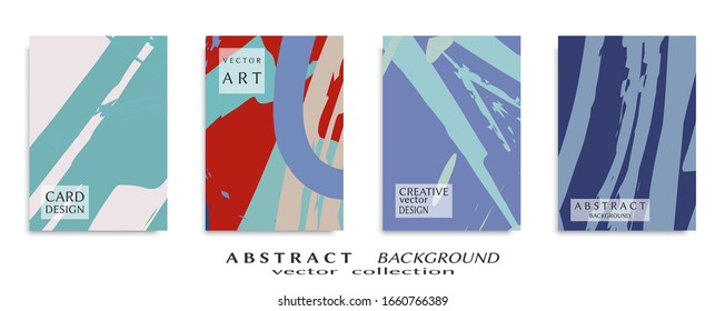 Abstract backgrouns set, grunge texture. Minimalistic art, brush strokes style. Design for card, brochure, banner idea, book cover, booklet print, flyer sheet a4. Collage page, web header template.